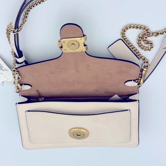 COACH Polished Pebble Leather Chain Clutch Tabby Crossbody shoulder bag handbag - Picture 9 of 16